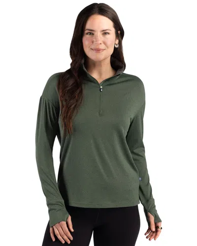 Cutter & Buck Forge Recycled Four-way Stretch Womens Quarter Zip Pullover In Green