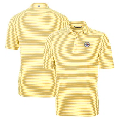 Cutter & Buck Gold Pittsburgh Steelers Virtue Eco Pique Stripe Recycled Polo