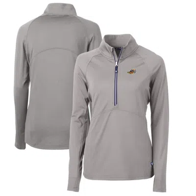 Cutter & Buck Gray Akron Rubberducks Adapt Eco Knit Stretch Recycled Half-zip Top