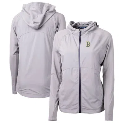 Cutter & Buck Grey Boston Red Sox City Connect Adapt Eco Knit Hybrid Recycled Full-zip Hoodie