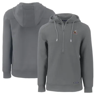 Cutter & Buck Gray Cleveland Browns Throwback Roam Eco Half-zip Recycled Pullover Hoodie