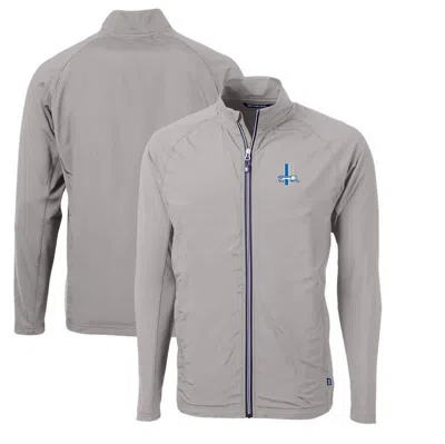 Cutter & Buck Gray Detroit Lions Adapt Eco Knit Hybrid Recycled Big & Tall Full-zip Throwback Jacket