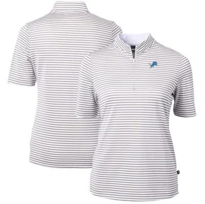 Cutter & Buck Gray Detroit Lions  Drytec Virtue Eco Pique Stripe Recycled Polo