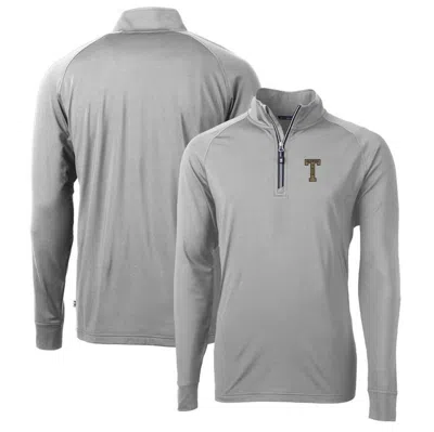 Cutter & Buck Gray Georgia Tech Yellow Jackets Adapt Eco Knit Stretch Recycled Quarter-zip Pullover
