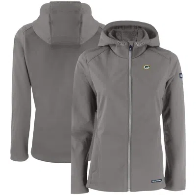Cutter & Buck Gray Green Bay Packers Evoke Eco Softshell Recycled Full-zip Hooded Jacket
