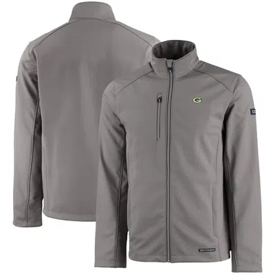 Cutter & Buck Gray Green Bay Packers Evoke Eco Softshell Recycled Full-zip Jacket