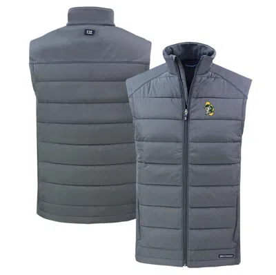 Cutter & Buck Gray Green Bay Packers Throwback Evoke Hybrid Eco Softshell Recycled Full-zip Vest