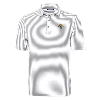 Cutter & Buck Gray Jacksonville Jaguars Virtue Eco Pique Stripe Recycled Polo