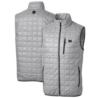 Cutter & Buck Gray Michigan Wolverines Big & Tall Rainier Primaloft Eco Full-zip Puffer Vest