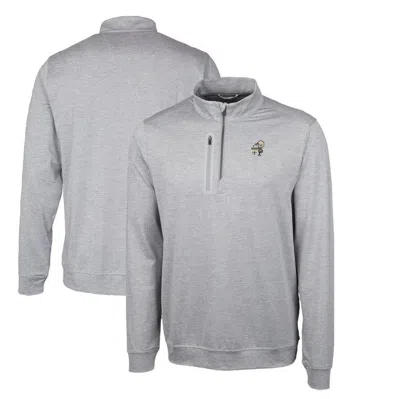 Cutter & Buck Gray New Orleans Saints Stealth Heathered Throwback Logo Quarter-zip Pullover Top