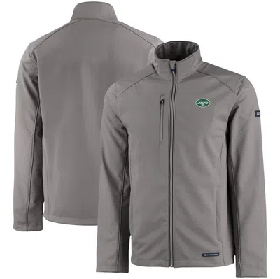 Cutter & Buck Gray New York Jets Evoke Eco Softshell Recycled Full-zip Jacket