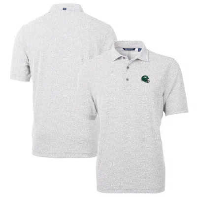 Cutter & Buck Gray New York Jets Helmet Virtue Eco Pique Botanical Print Recycled Polo In Silver