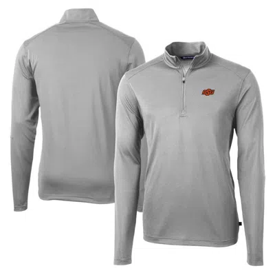Cutter & Buck Gray Oklahoma State Cowboys Virtue Eco Pique Recycled Quarter-zip Jacket