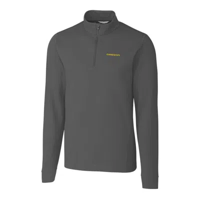 Cutter & Buck Grey Oregon Ducks Big & Tall Advantage Quarter-zip Mock Neck Jumper