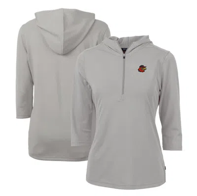 Cutter & Buck Gray Rochester Red Wings Virtue Eco Pique Recycled 3/4-sleeve Half-zip Pullover Hoodi