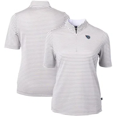 Cutter & Buck Gray Tennessee Titans  Drytec Virtue Eco Pique Stripe Recycled Polo