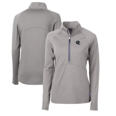 Cutter & Buck Grey Tennessee Titans Helmet Logo Adapt Eco Knit Stretch Recycled Half-zip Pullover T In Heather Grey
