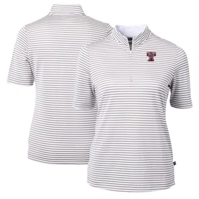 Cutter & Buck Gray Texas A&m Aggies Vault Drytec Virtue Eco Pique Stripe Recycled Top