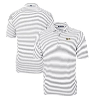 Cutter & Buck Gray Vanderbilt Commodores Big & Tall Virtue Eco Pique Stripe Recycled Drytec Polo In White