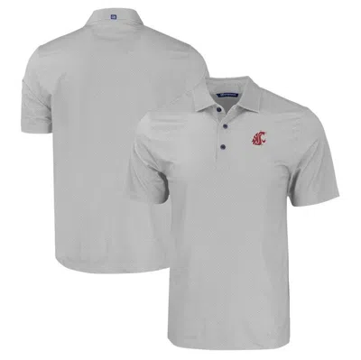 Cutter & Buck Gray Washington State Cougars Pike Eco Tonal Geo Print Stretch Recycled Polo