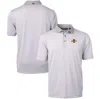 CUTTER & BUCK CUTTER & BUCK  GRAY/WHITE IOWA STATE CYCLONES BIG & TALL VIRTUE ECO PIQUE MICRO STRIPE RECYCLED POLO