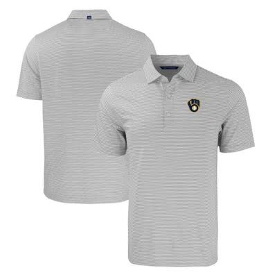 Cutter & Buck Gray/white Milwaukee Brewers Forge Eco Double Stripe Stretch Recycled Polo