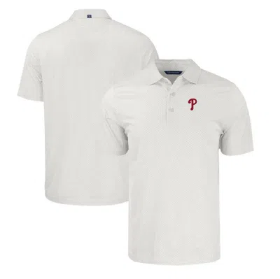 Cutter & Buck Gray/white Philadelphia Phillies Pike Eco Symmetry Print Stretch Recycled Polo