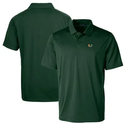 Cutter & Buck Green Miami Hurricanes Big & Tall Prospect Textured Stretch Polo In Hunter Green