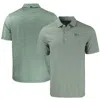 CUTTER & BUCK CUTTER & BUCK  GREEN/WHITE IVY LEAGUE TRI-BLEND FORGE ECO DOUBLE STRIPE STRETCH RECYCLED POLO