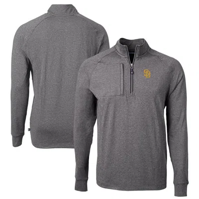 Cutter & Buck Heather Black San Diego Padres Adapt Eco Knit Stretch Recycled Quarter-zip Pullover To