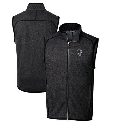 Cutter & Buck Heather Charcoal Atlanta Falcons Throwback Logo Mainsail Sweater-knit Full-zip Vest