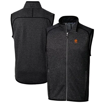 Cutter & Buck Heather Charcoal Clemson Tigers Alumni Logo Mainsail Sweater Knit Fleece Full-zip Ves