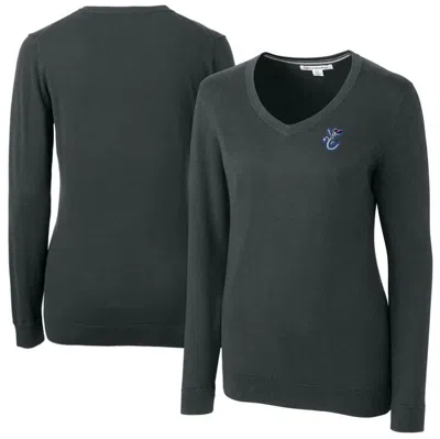 Cutter & Buck Heather Charcoal Corpus Christi Hooks Lakemont Tri-blend V-neck Pullover Sweater In Green