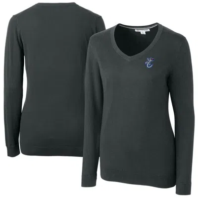 Cutter & Buck Heather Charcoal Corpus Christi Hooks Lakemont Tri-blend V-neck Pullover Jumper