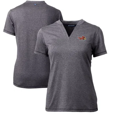 Cutter & Buck Heather Charcoal Illinois State Redbirds Forge Blade V-neck Top