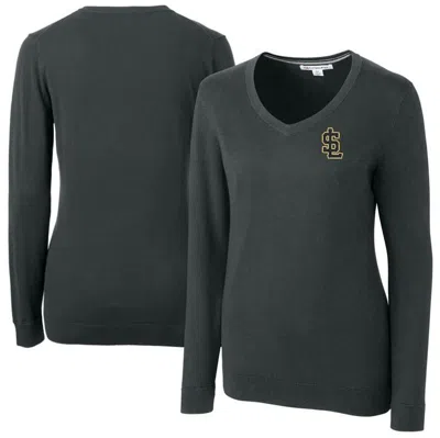Cutter & Buck Heather Charcoal Salt Lake Bees Lakemont Tri-blend V-neck Pullover Sweater In Black