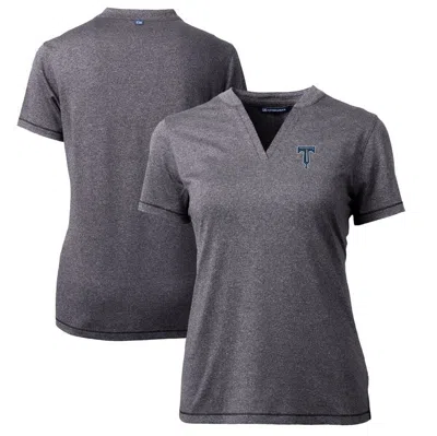 Cutter & Buck Heather Charcoal Tulsa Drillers Forge Drytec Heathered Stretch Blade Top In Gray