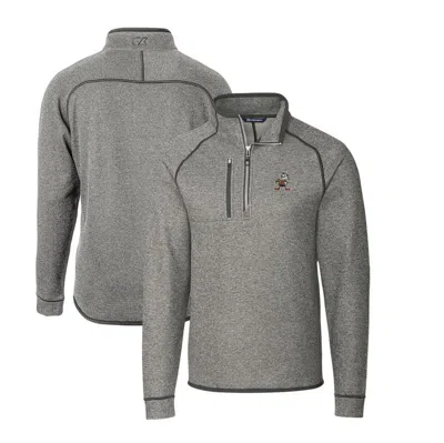 Cutter & Buck Heather Gray Cleveland Browns Throwback Logo Mainsail Sweater-knit Half-zip Pullover J
