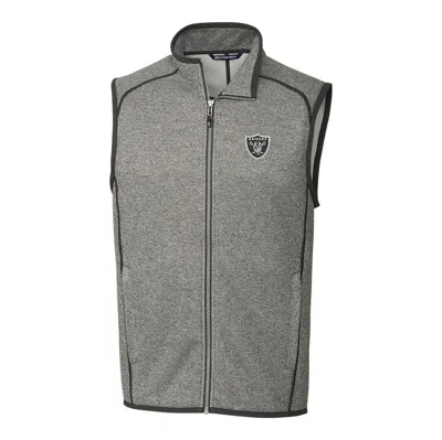 Cutter & Buck Heather Gray Las Vegas Raiders Mainsail Sweater Knit Fleece Full-zip Vest