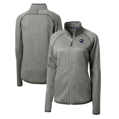 Cutter & Buck Heather Gray Minnesota Vikings Helmet Logo Mainsail Sweater-knit Full-zip Jacket