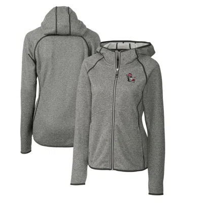 Cutter & Buck Heather Gray Nc State Wolfpack Mainsail Sweater-knit Full-zip Hoodie