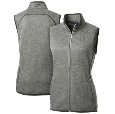 Cutter & Buck Heather Gray North Carolina Tar Heels Mainsail Sweater-knit Full-zip Vest
