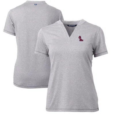 Cutter & Buck Heather Gray Ole Miss Rebels Forge Blade V-neck Top