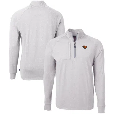 Cutter & Buck Heather Gray Oregon State Beavers Big & Tall Adapt Eco Knit Quarter-zip Pullover Top In White