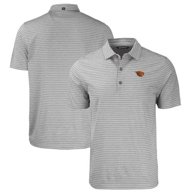 Cutter & Buck Heather Gray Oregon State Beavers Forge Eco Heathered Stripe Stretch Recycled Polo
