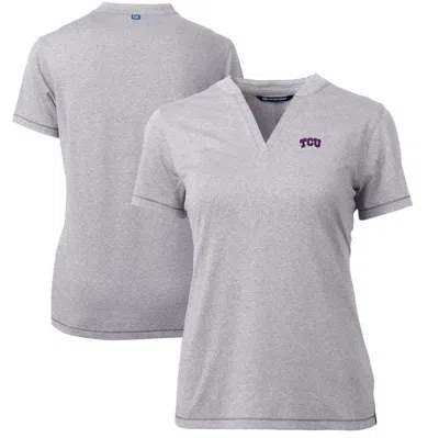 Cutter & Buck Heather Gray Tcu Horned Frogs Forge Blade V-neck Top