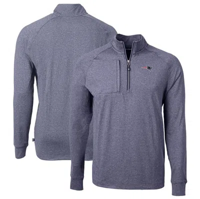 Cutter & Buck Heather Navy New England Patriots  Big & Tall Adapt Eco Knit Quarter-zip Pullover Top In Purple