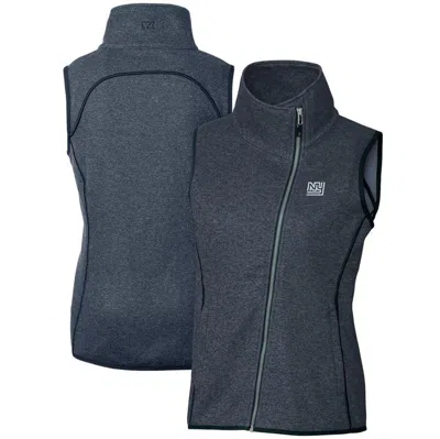 Cutter & Buck Heather Navy New York Giants Throwback Logo Mainsail Full-zip Vest