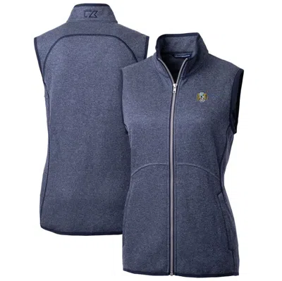 Cutter & Buck Heather Navy North Carolina Tar Heels Mainsail Sweater-knit Full-zip Vest