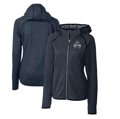 Cutter & Buck Heather Navy Utah State Aggies Mainsail Jumper-knit Full-zip Hoodie In Blue